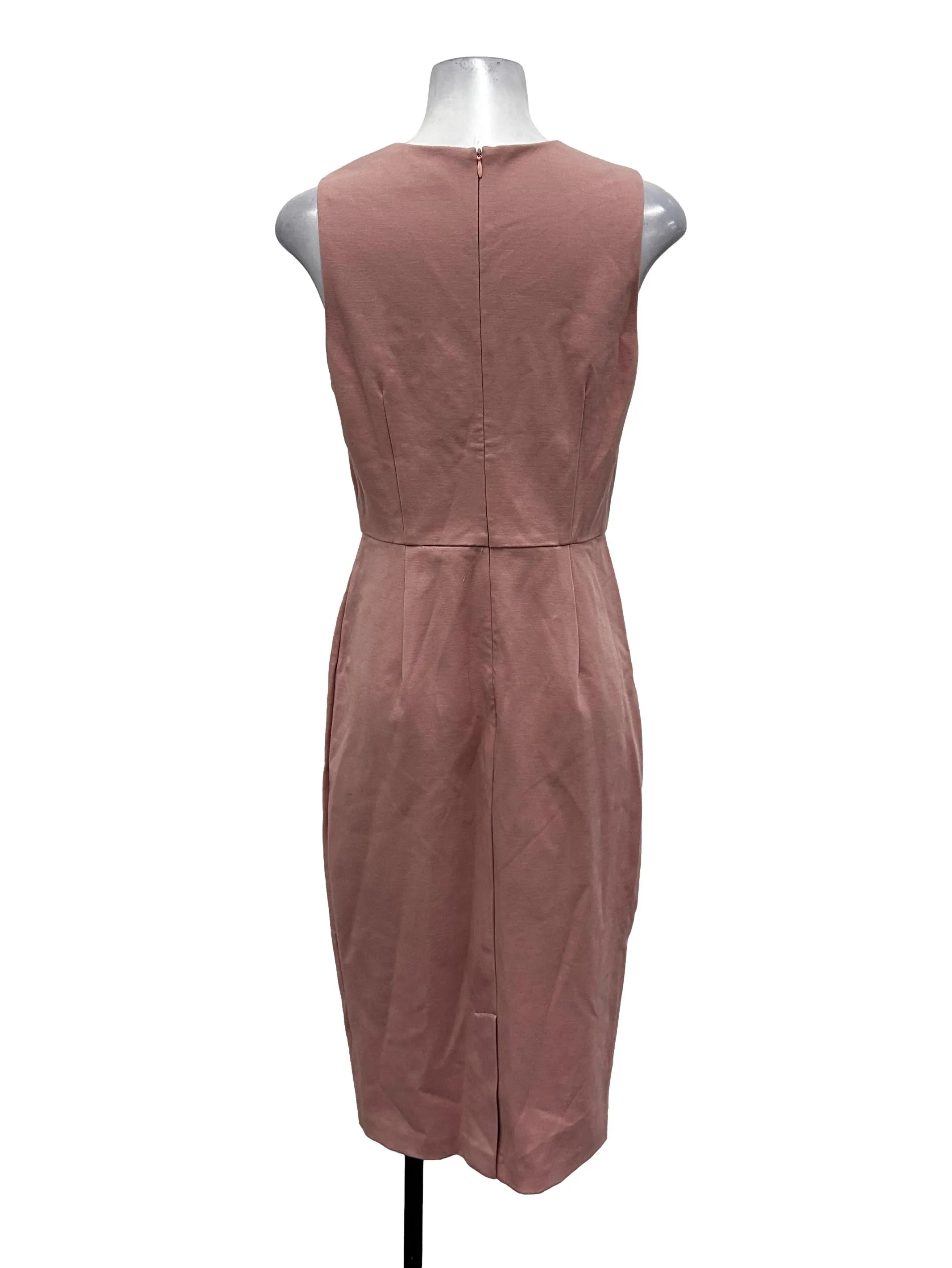 Pink Sleeveless V-Neck Bodycon Dress