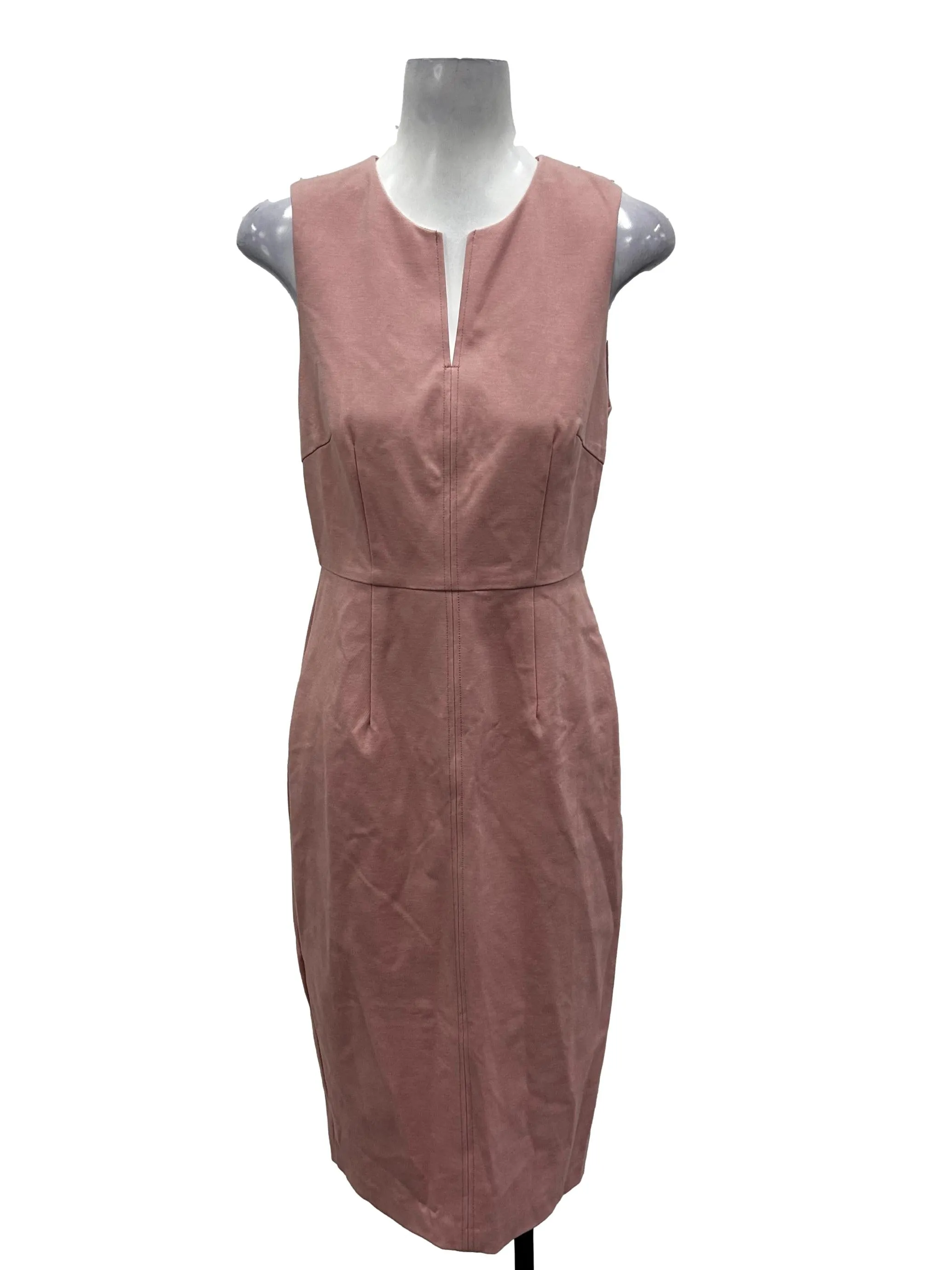 Pink Sleeveless V-Neck Bodycon Dress