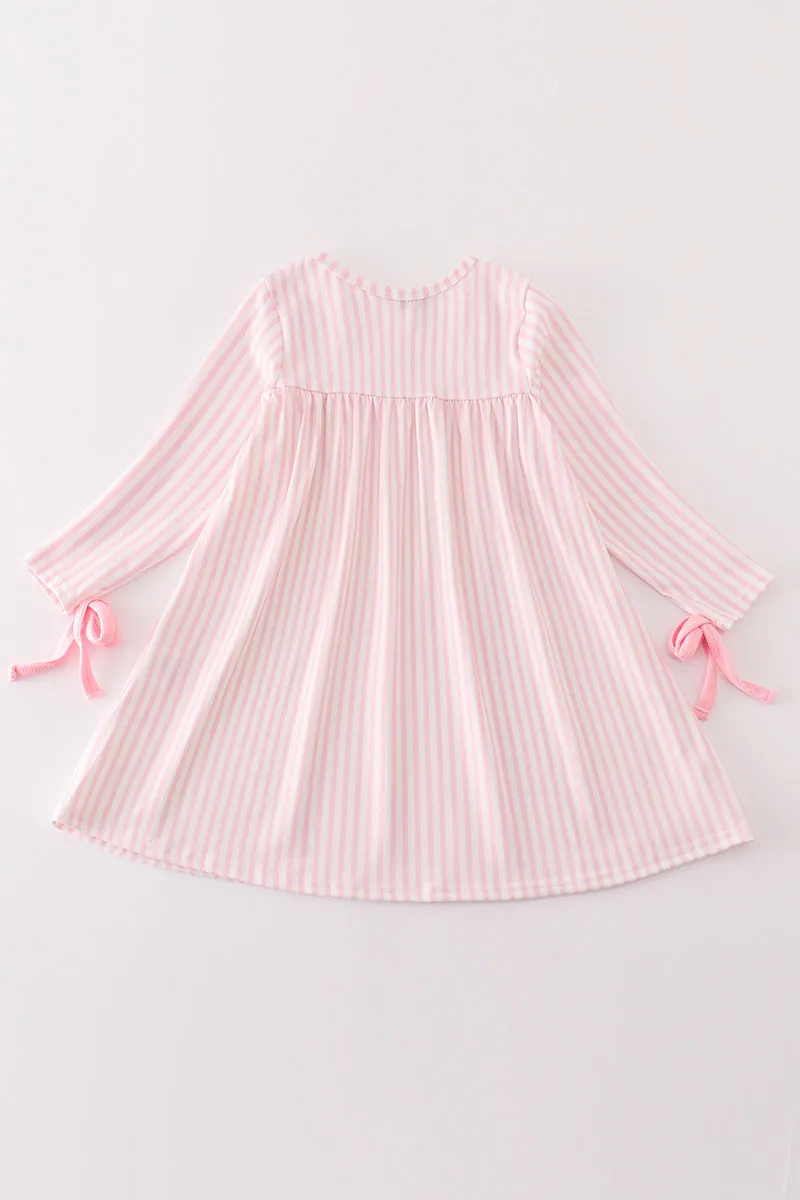 Pink Stripe Turkey Embroidery Dress