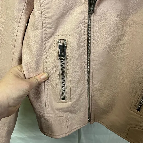 Pistola Women's Nicola Mod Moto Jacket Vegan‎ Leather Light Pink Jacket- Size S