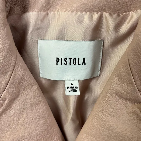 Pistola Women's Nicola Mod Moto Jacket Vegan‎ Leather Light Pink Jacket- Size S