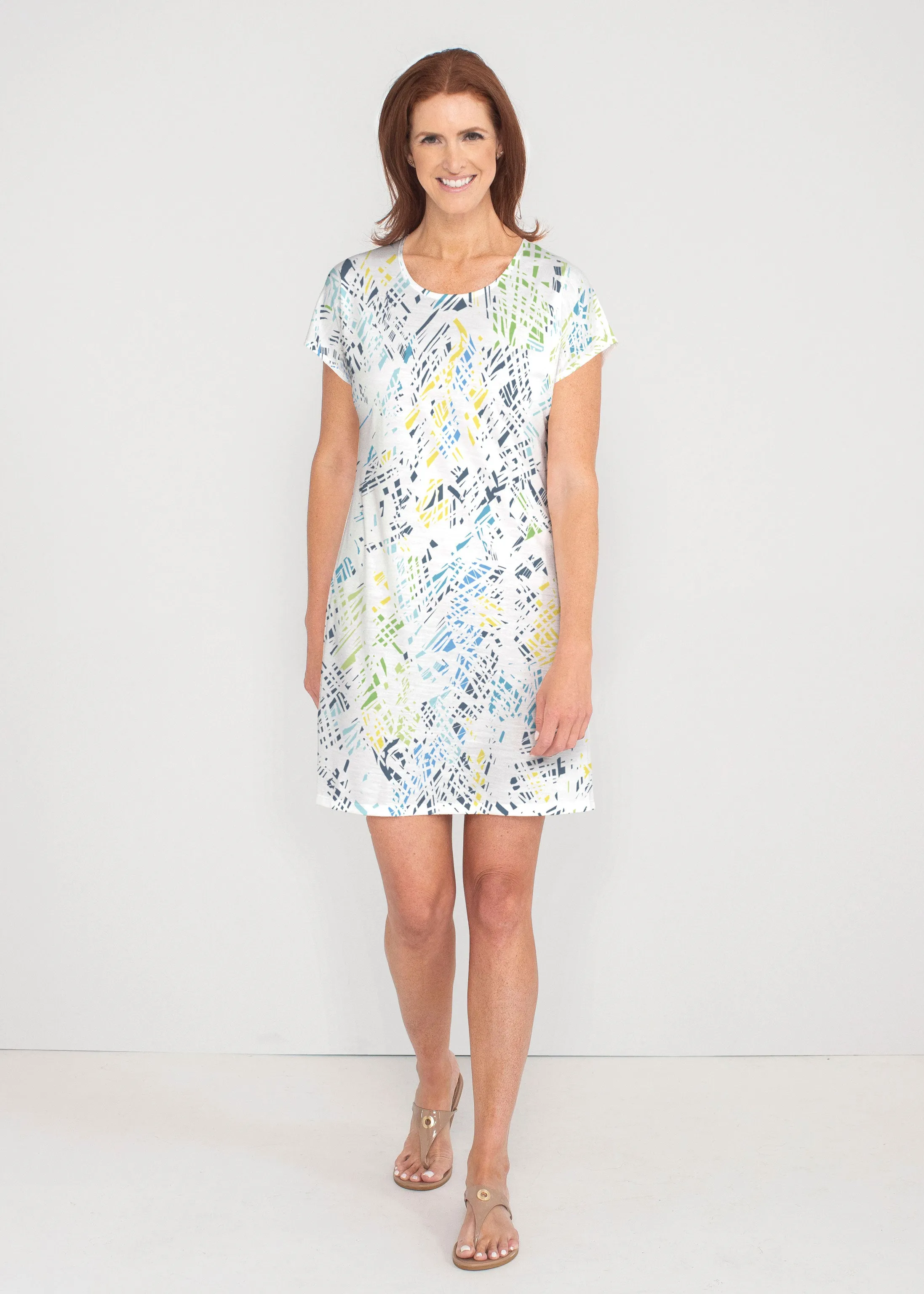 Pixie Blue (8077) ~ French Terry Short Sleeve Crew Dress