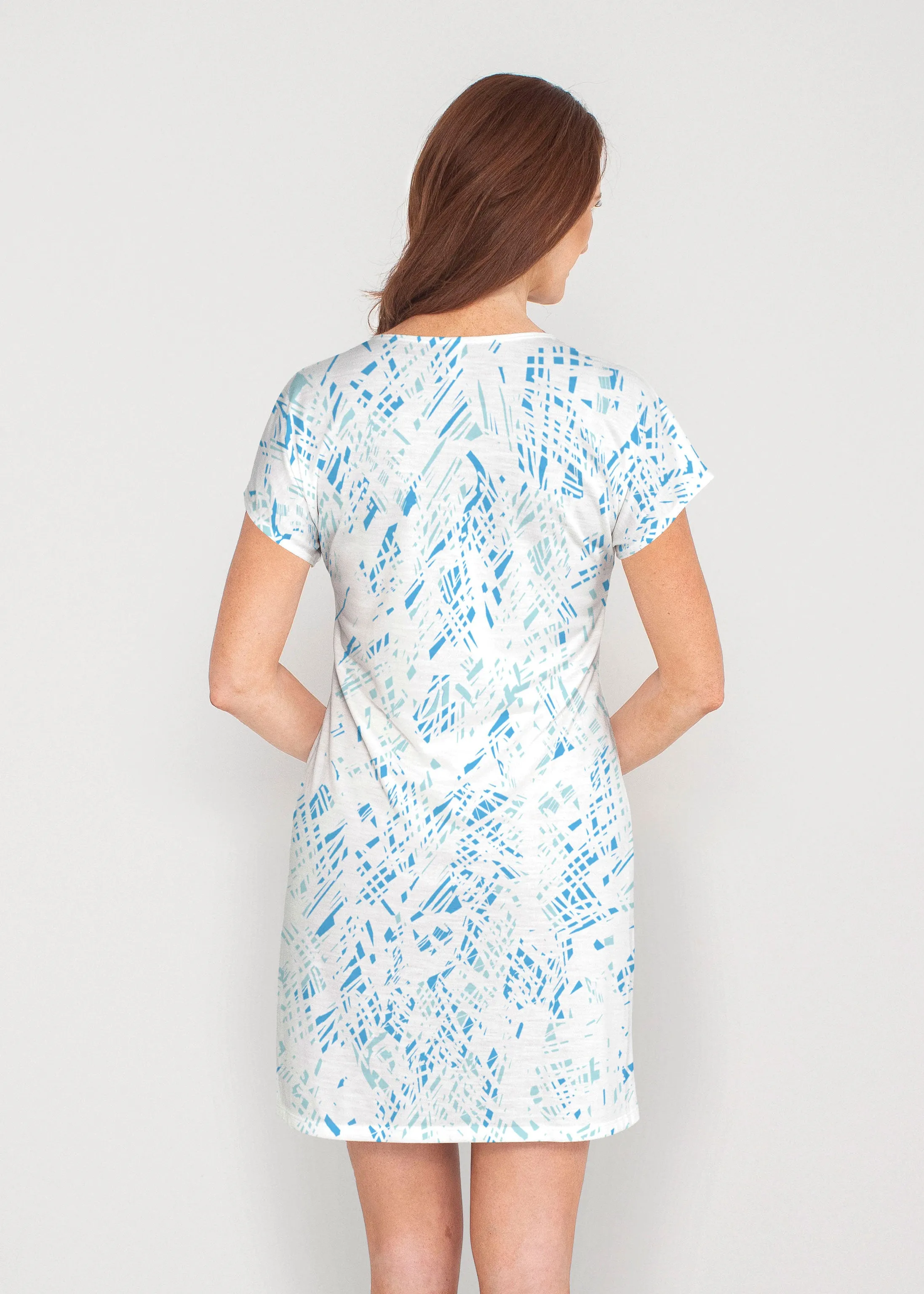 Pixie Blue (8077) ~ French Terry Short Sleeve Crew Dress