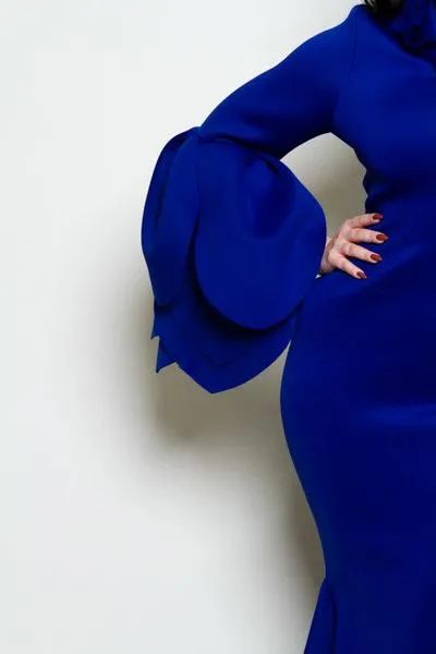 Plus Size Maxi Dress with Stylish Flower Cuff [SALE]