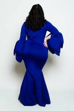 Plus Size Maxi Dress with Stylish Flower Cuff [SALE]