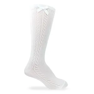 Pointelle Bow Knee High Socks (1pair)