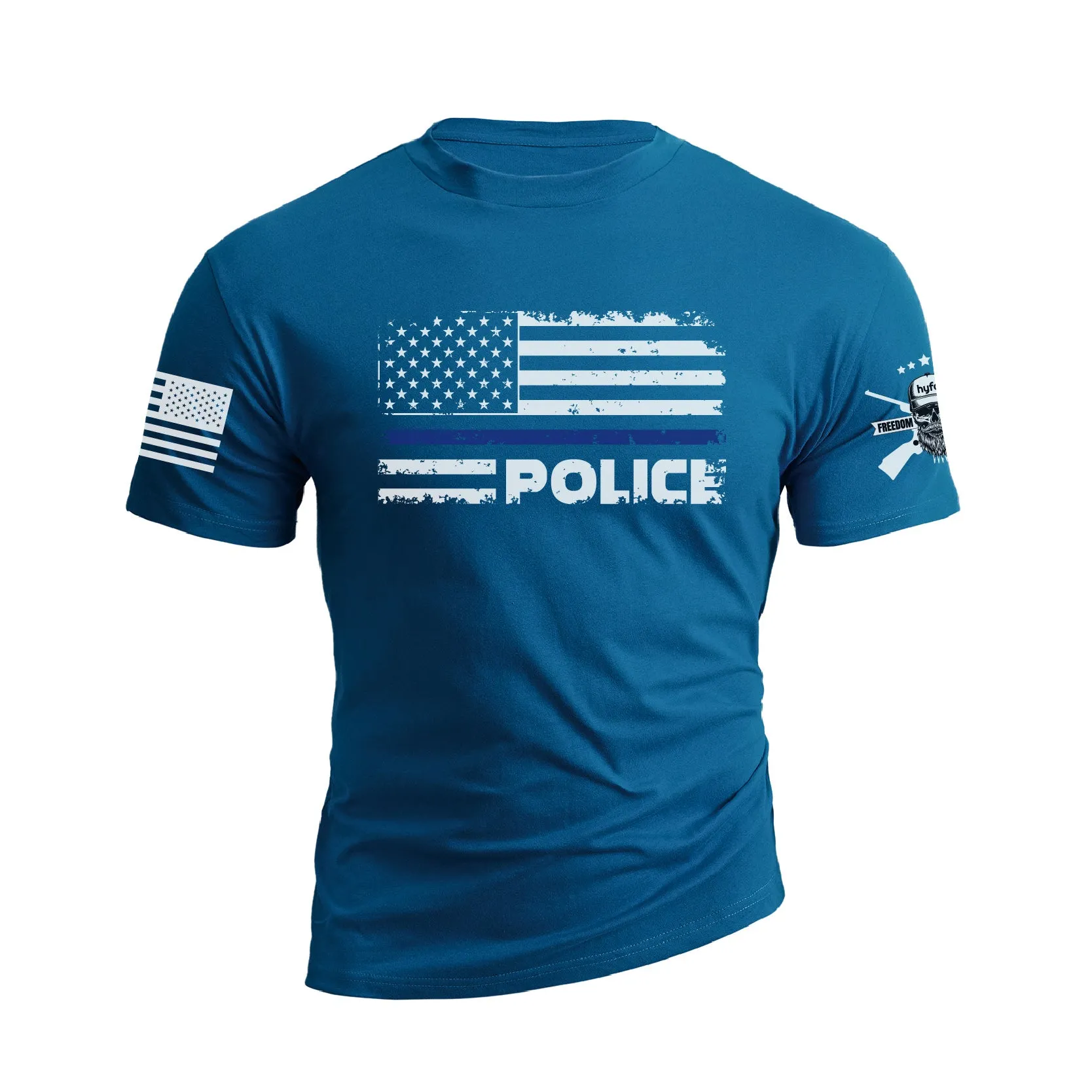 POLICE BLUE LINE USA FLAG PATRIOTIC GRAPHIC TEE