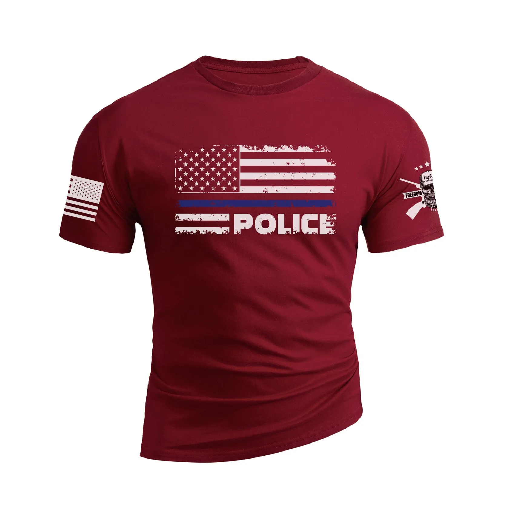 POLICE BLUE LINE USA FLAG PATRIOTIC GRAPHIC TEE