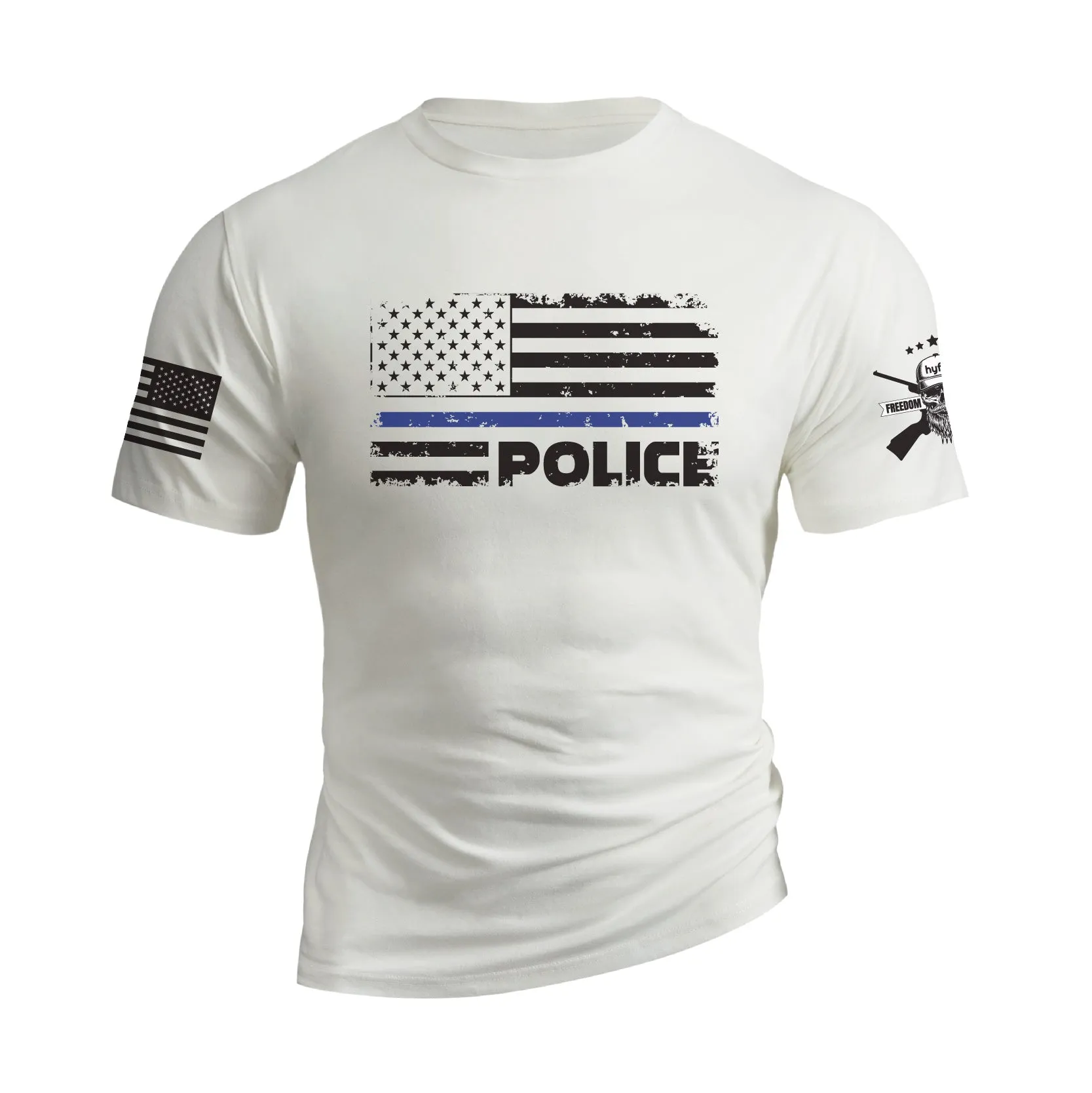 POLICE BLUE LINE USA FLAG PATRIOTIC GRAPHIC TEE
