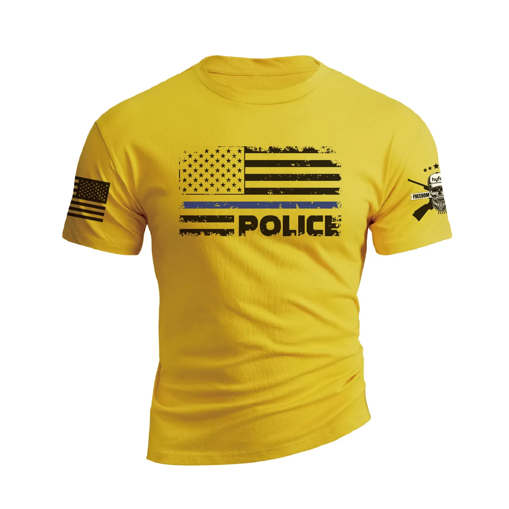 POLICE BLUE LINE USA FLAG PATRIOTIC GRAPHIC TEE