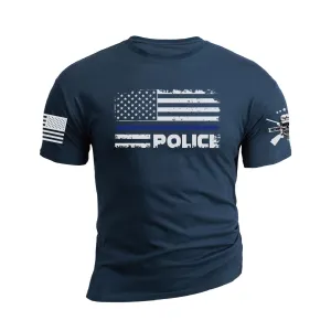 POLICE BLUE LINE USA FLAG PATRIOTIC GRAPHIC TEE