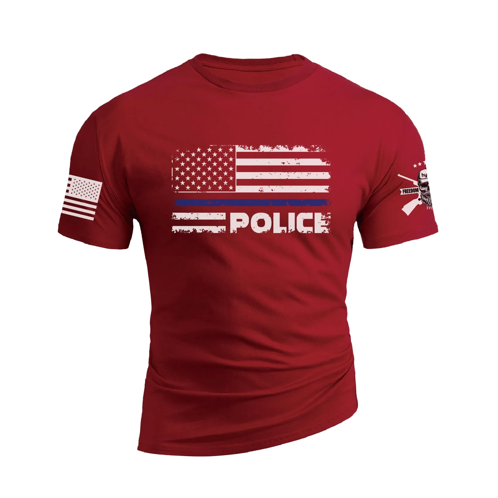 POLICE BLUE LINE USA FLAG PATRIOTIC GRAPHIC TEE