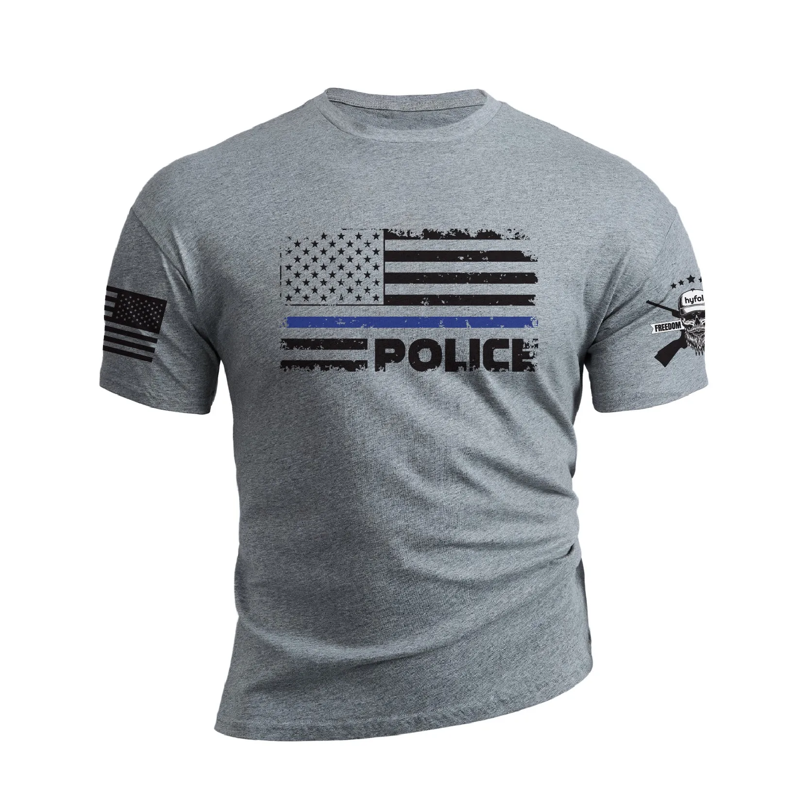 POLICE BLUE LINE USA FLAG PATRIOTIC GRAPHIC TEE