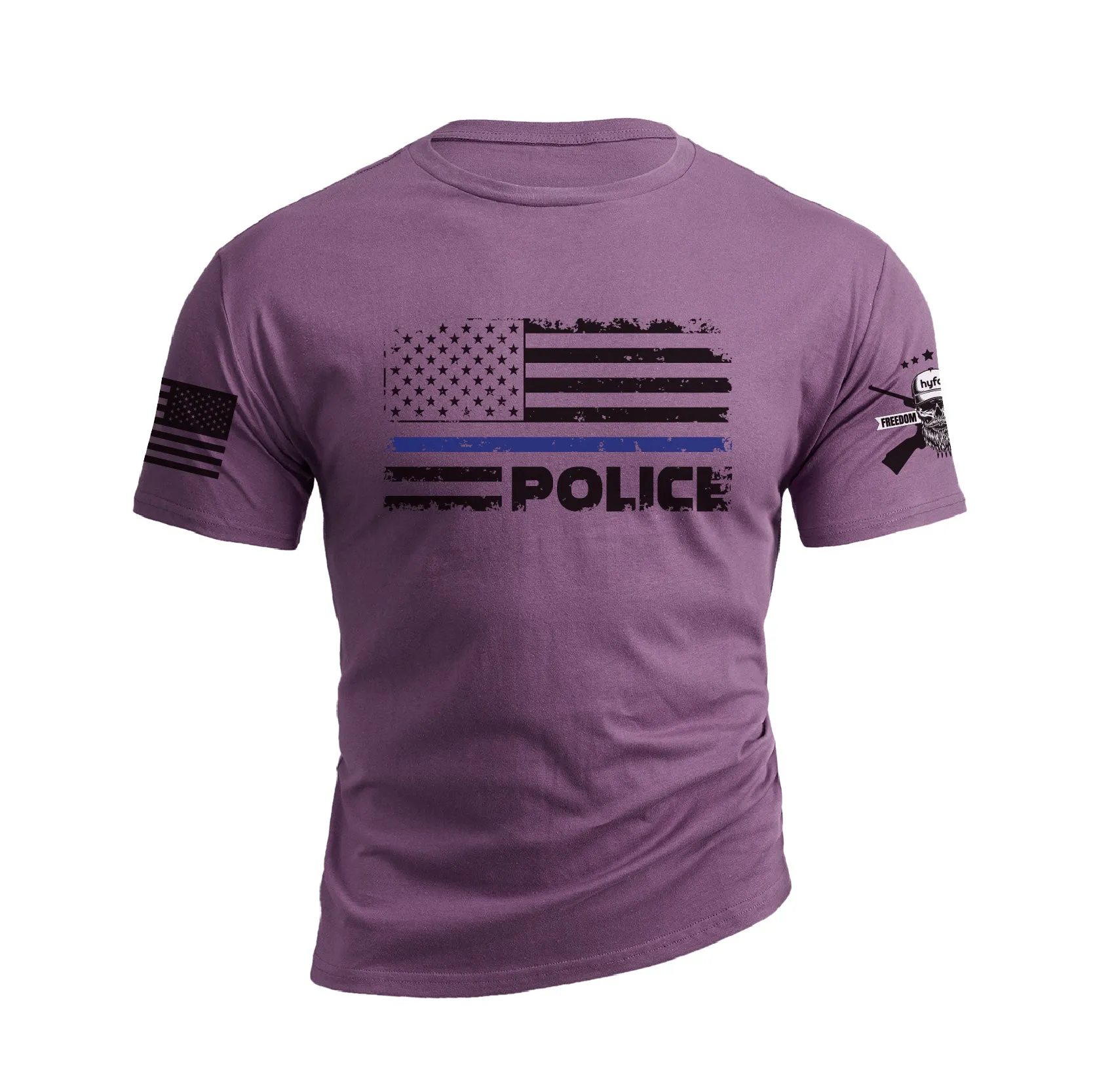POLICE BLUE LINE USA FLAG PATRIOTIC GRAPHIC TEE