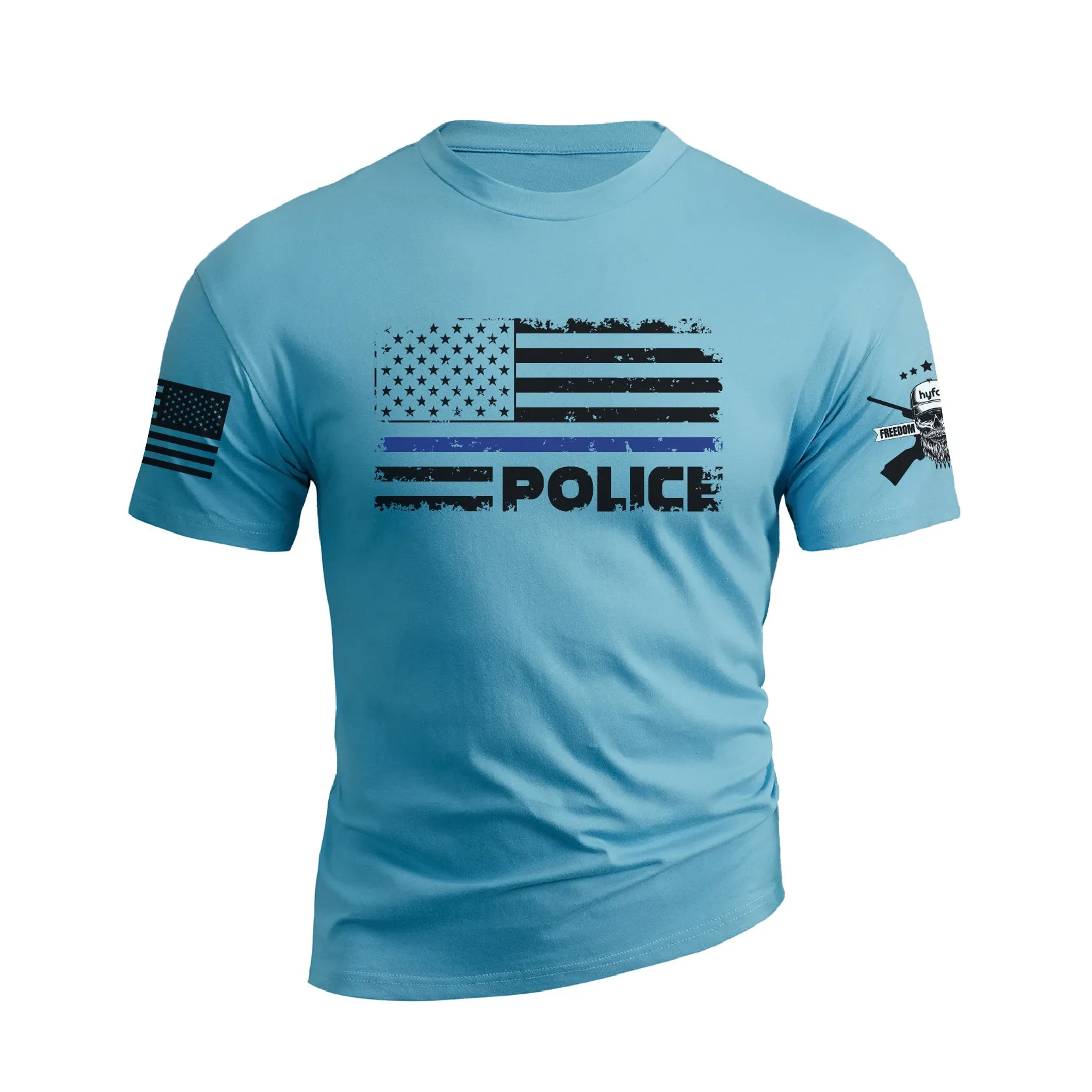 POLICE BLUE LINE USA FLAG PATRIOTIC GRAPHIC TEE