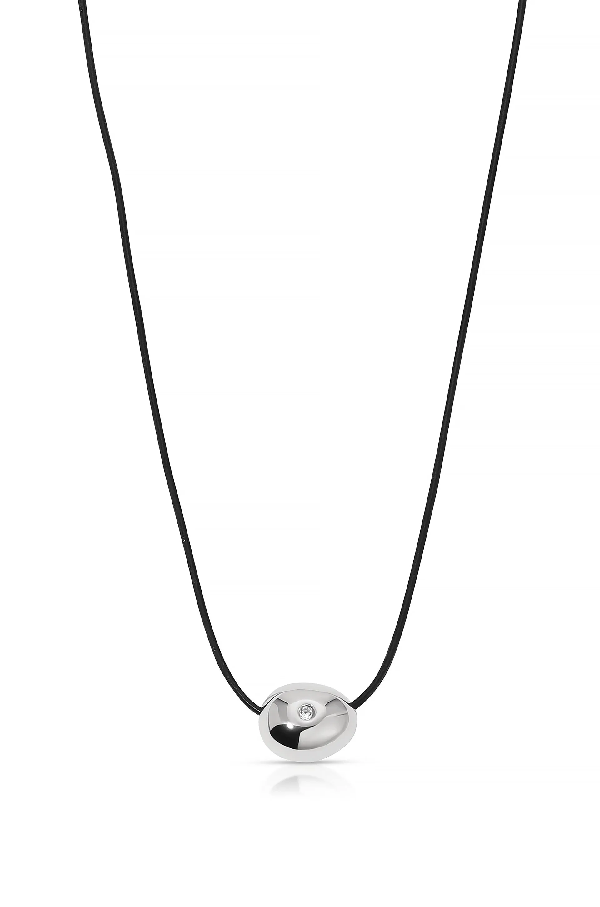 Polished Pebble Leather Pendant Necklace