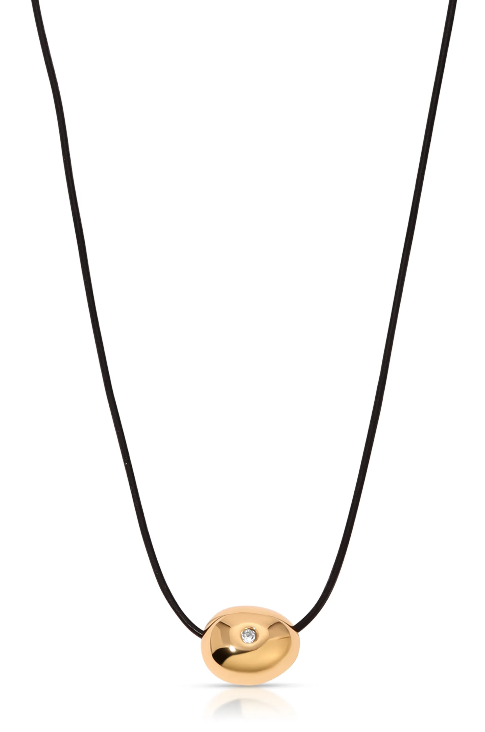 Polished Pebble Leather Pendant Necklace