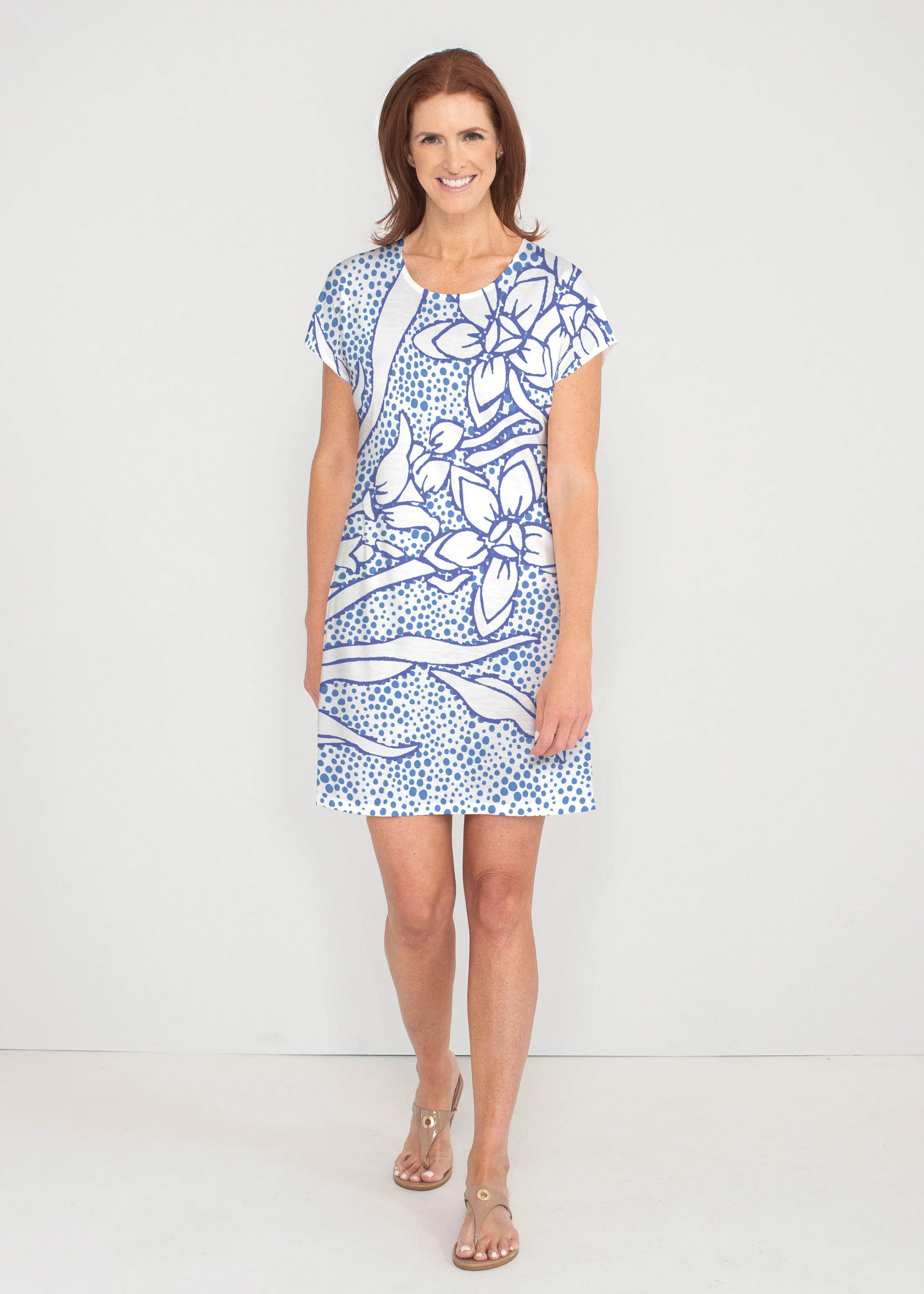 Polka Vine (8111) ~ French Terry Short Sleeve Crew Dress