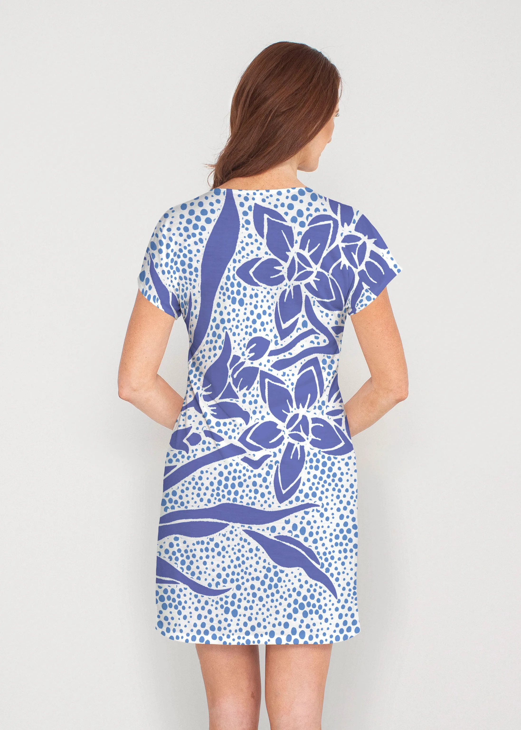 Polka Vine (8111) ~ French Terry Short Sleeve Crew Dress