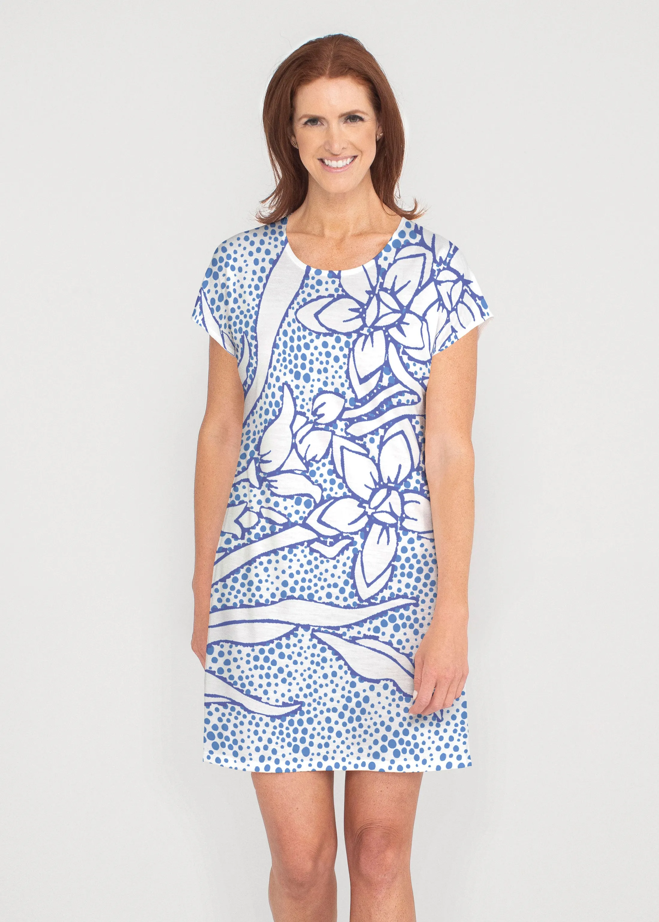 Polka Vine (8111) ~ French Terry Short Sleeve Crew Dress