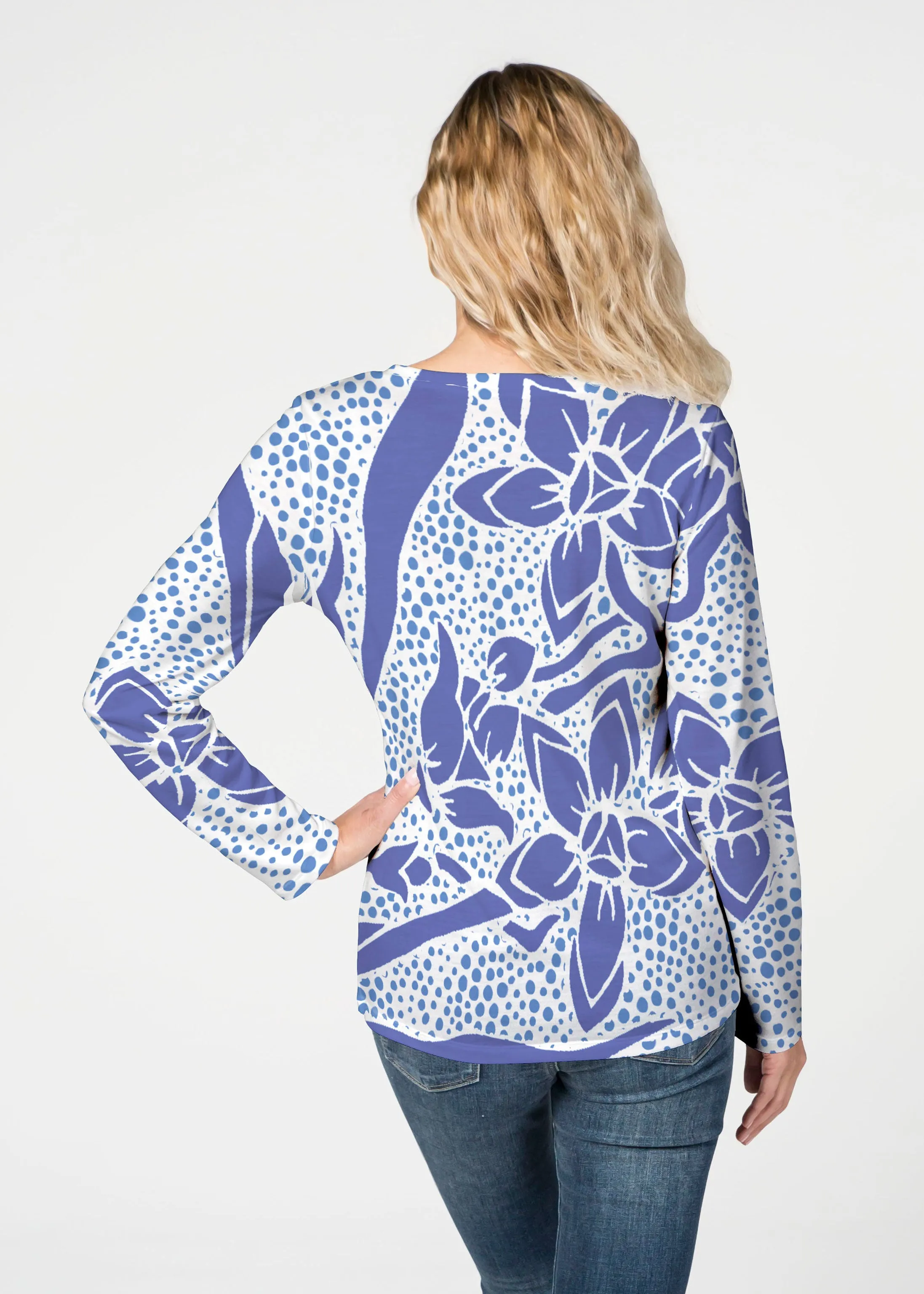Polka Vine (8111) ~ French Terry V-neck Top