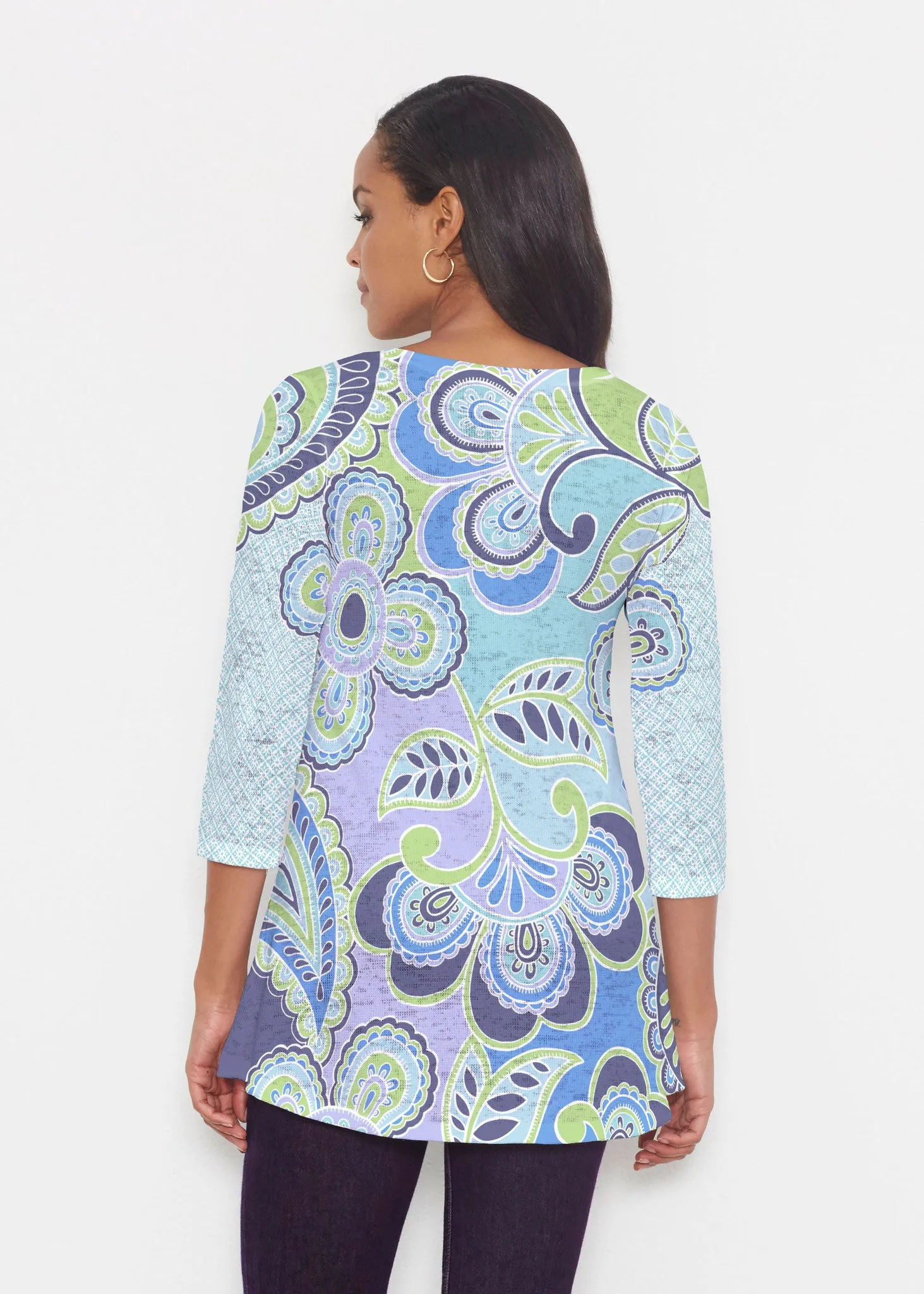 Pop Paisley Blue (13233) ~ Katherine Hi-Lo Tunic