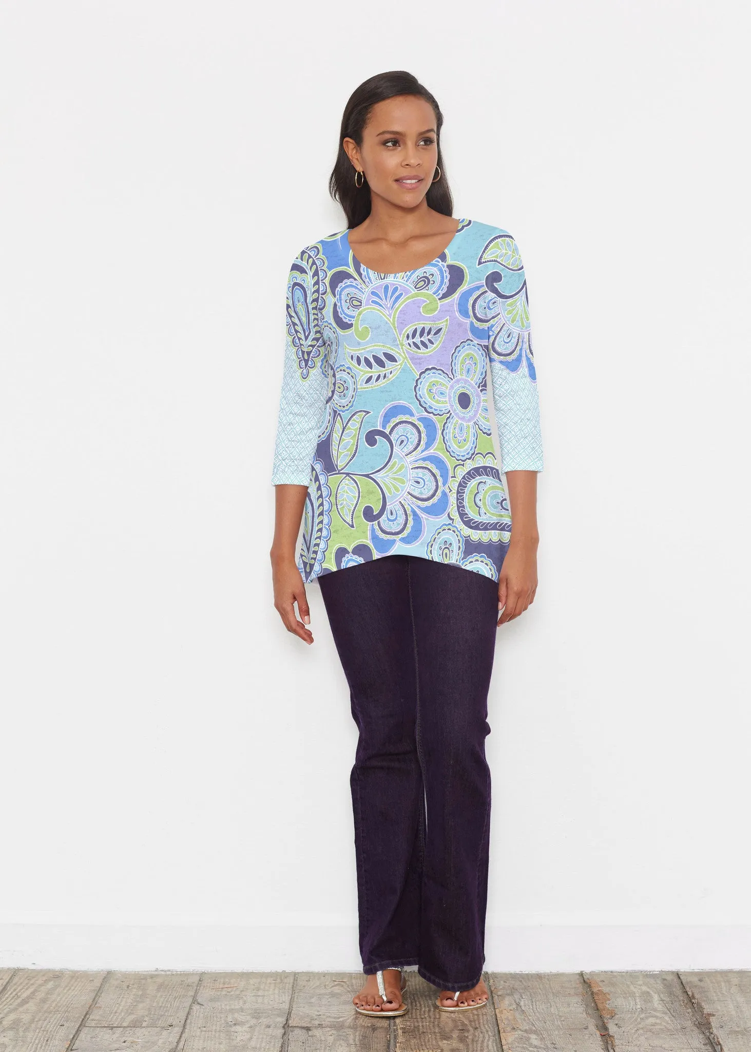 Pop Paisley Blue (13233) ~ Katherine Hi-Lo Tunic