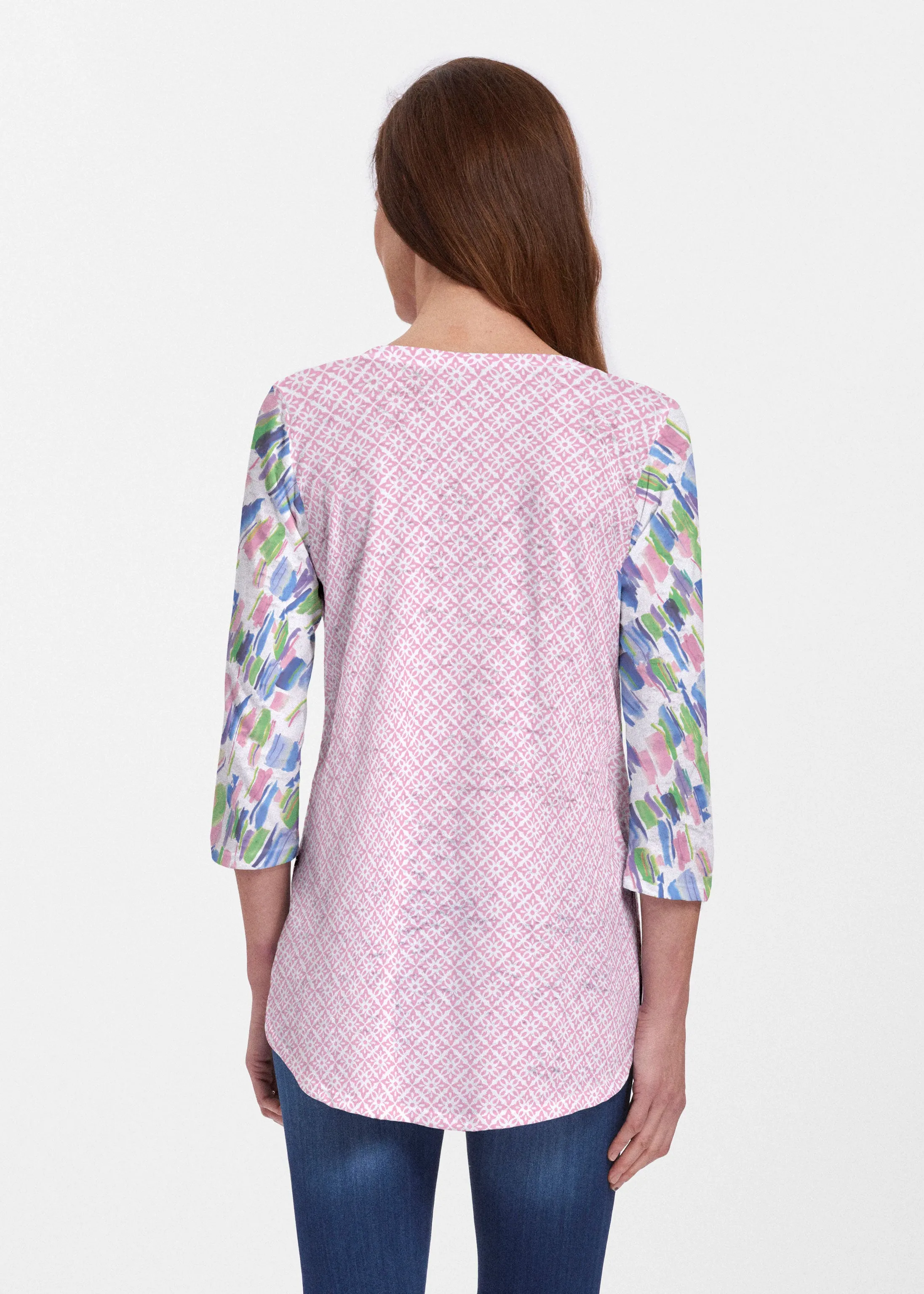 Pops of Bliss (8047) ~ V-neck Flowy Tunic