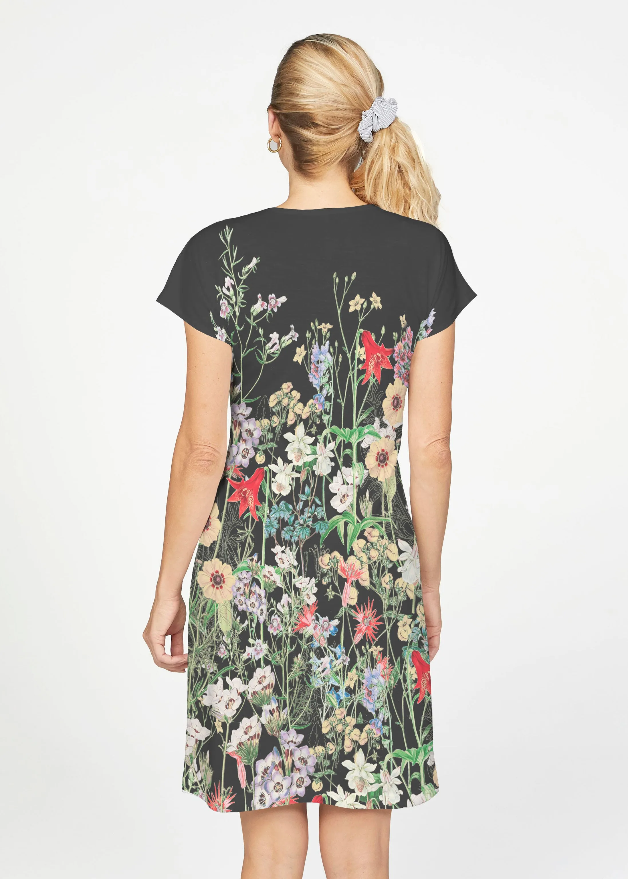 Prairie Black (7971) ~ French Terry Short Sleeve Crew Dress