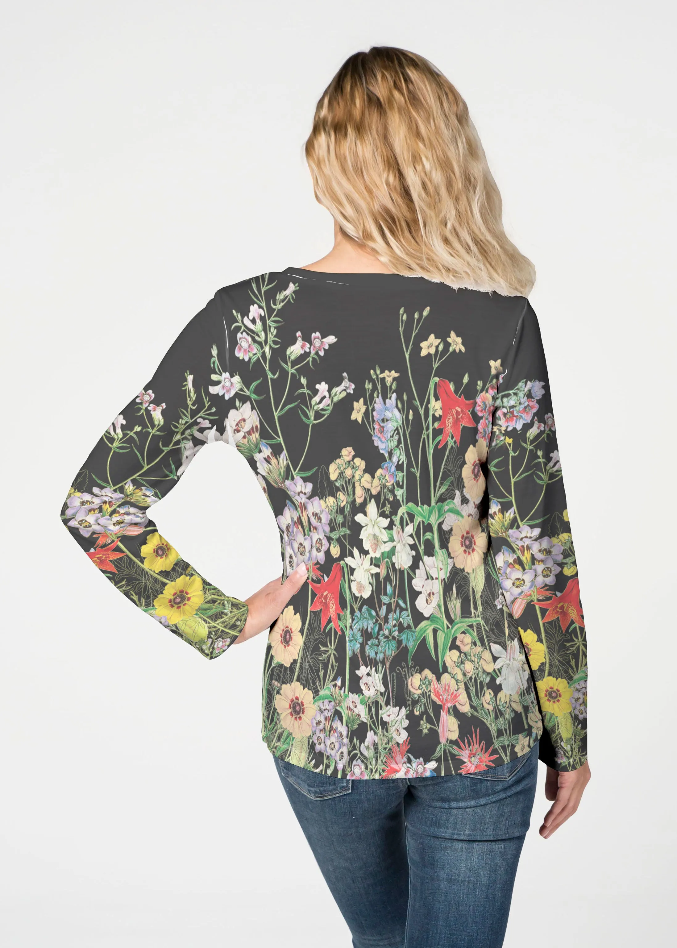 Prairie Black (7971) ~ French Terry V-neck Top