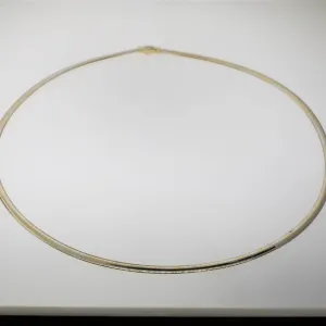 Pre-Owned 14K Yellow & White Gold Reversible Omega Necklace 20" 4mm 16.7 DWT
