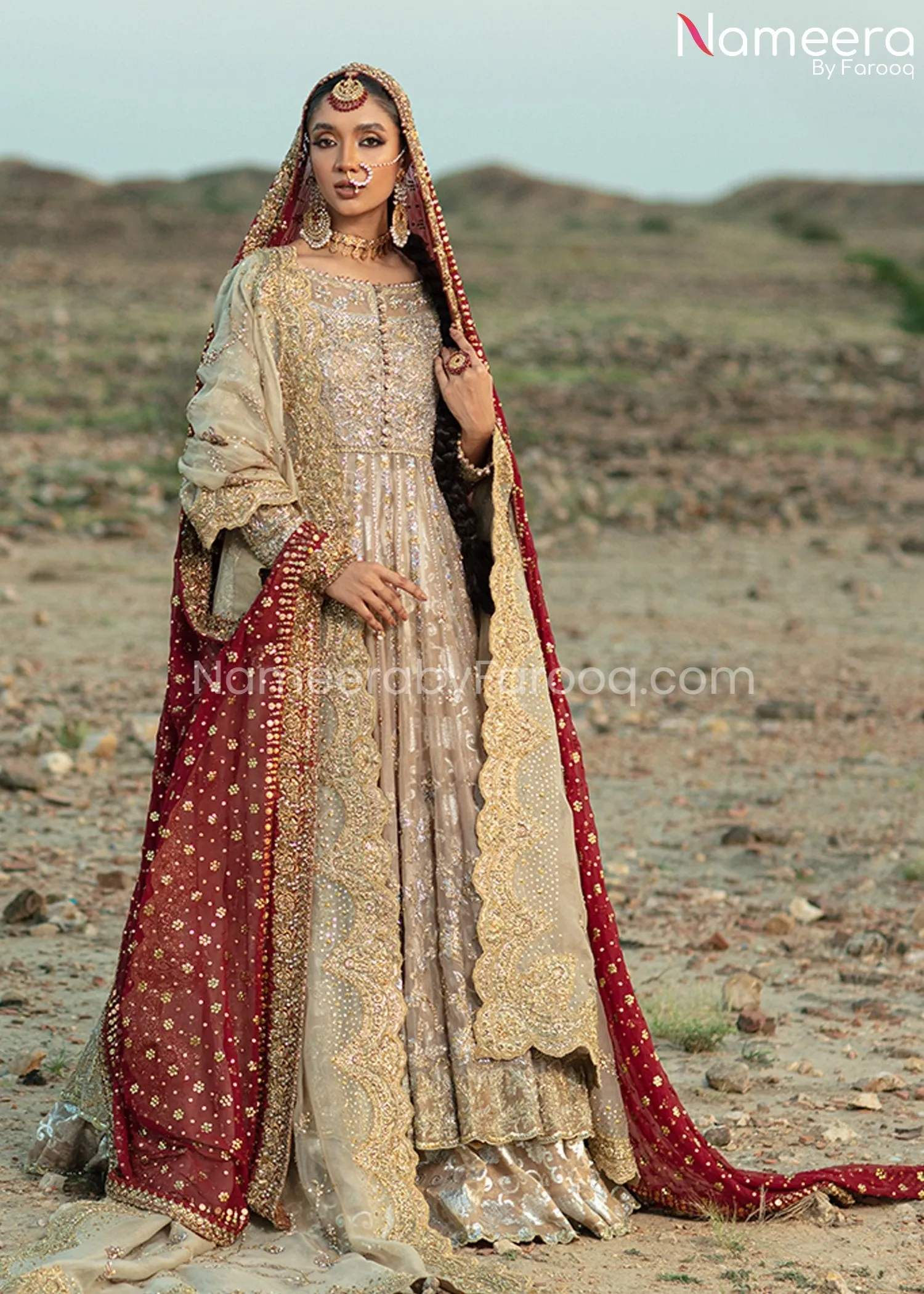 Premium Bridal Lehenga with Pishwas Dupatta #BS659