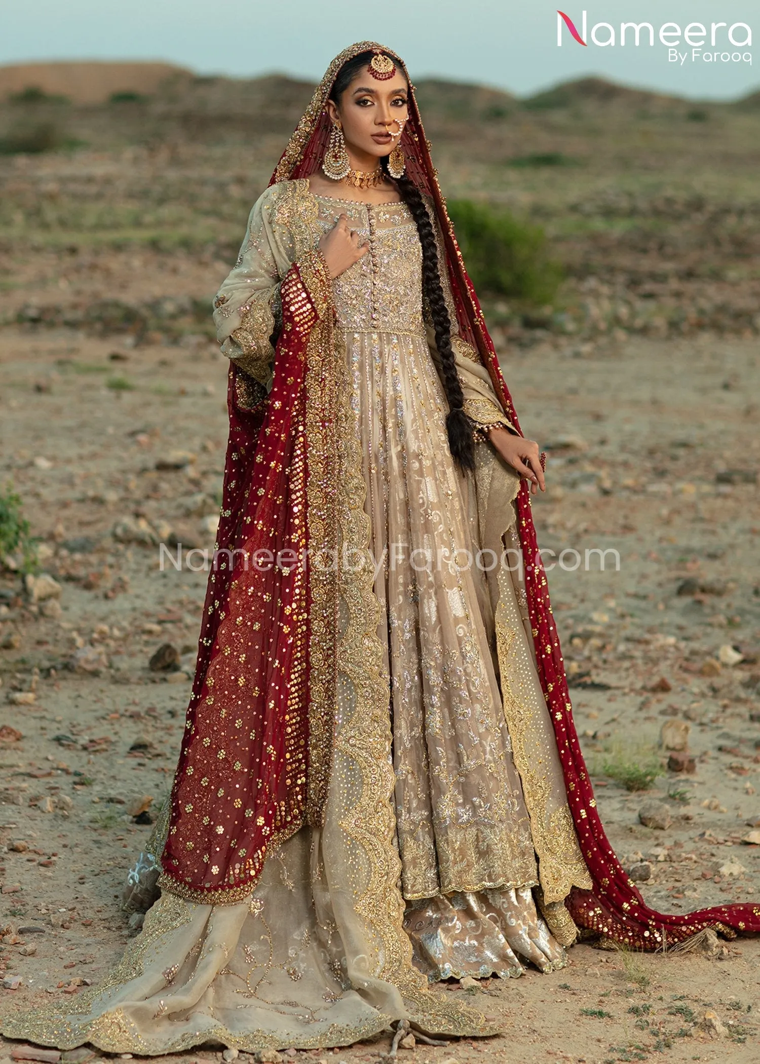 Premium Bridal Lehenga with Pishwas Dupatta #BS659