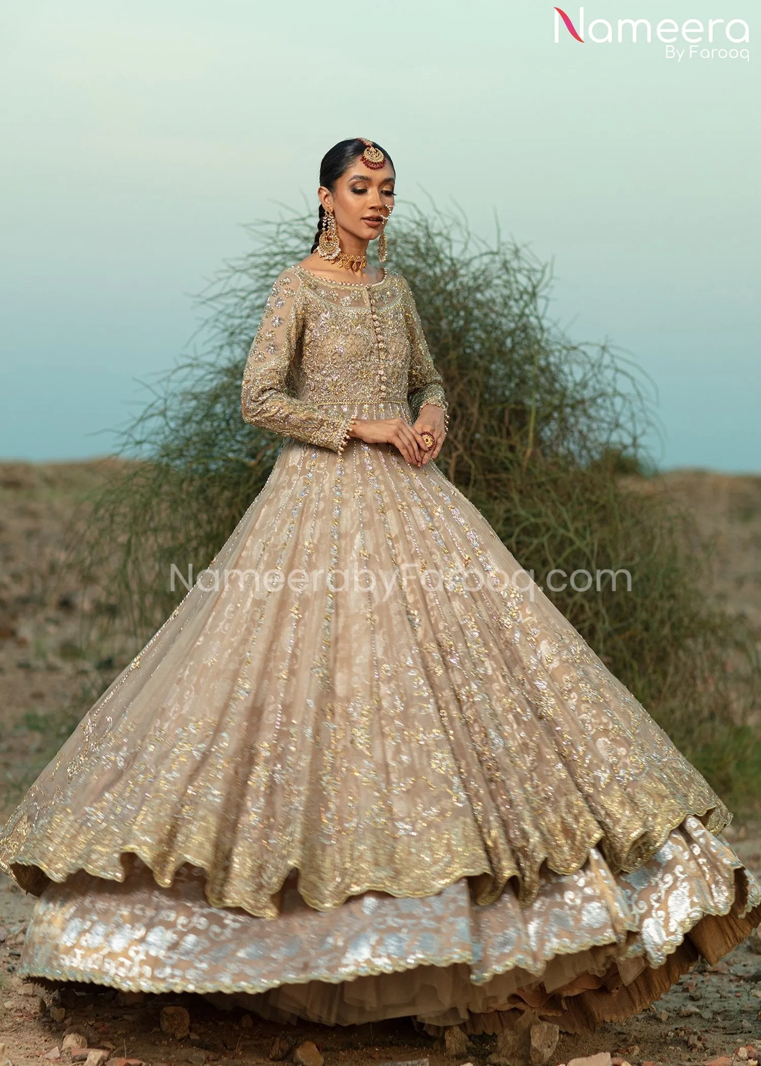 Premium Bridal Lehenga with Pishwas Dupatta #BS659