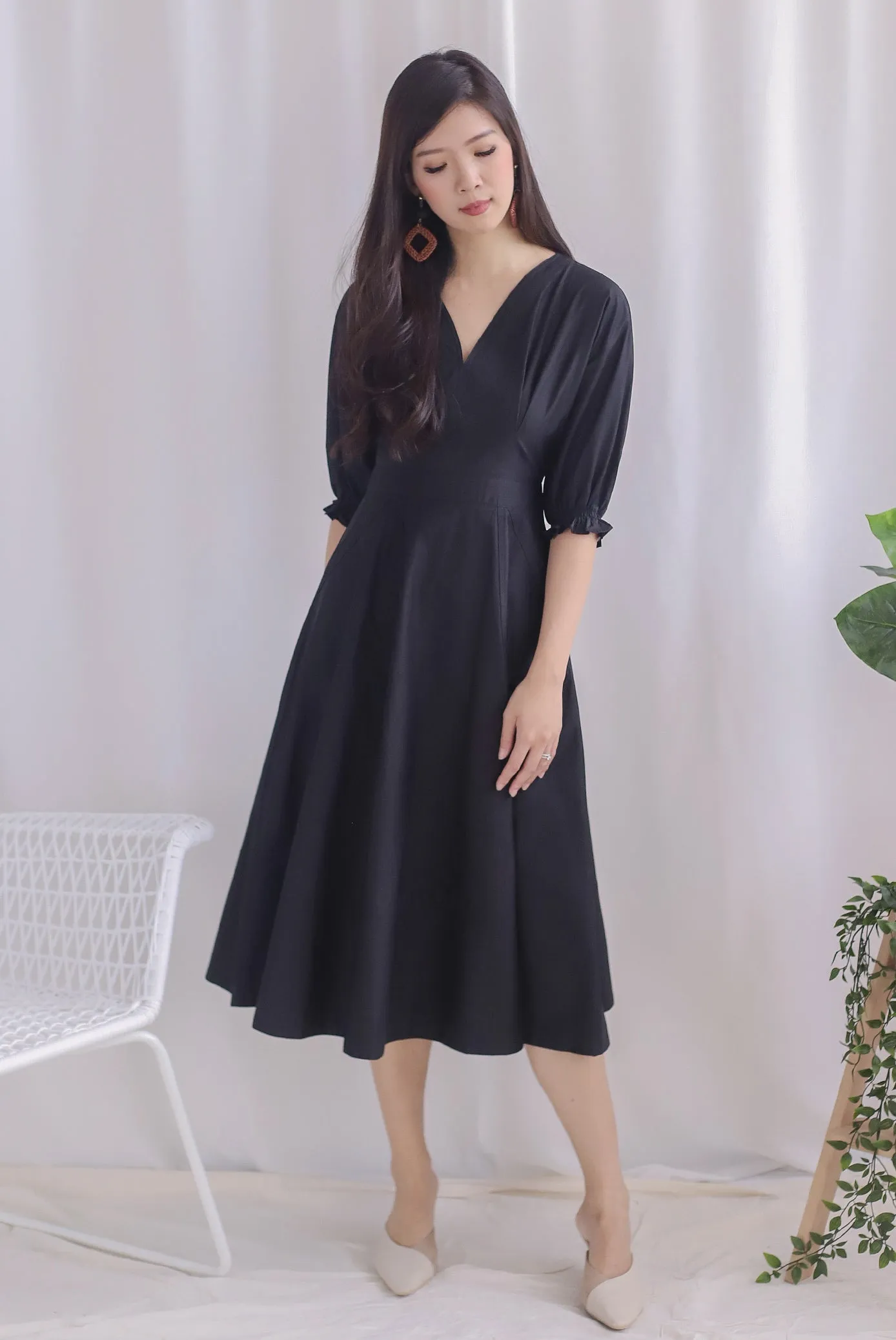 *Premium* Cameron Puffy Sleeve Dress In Black