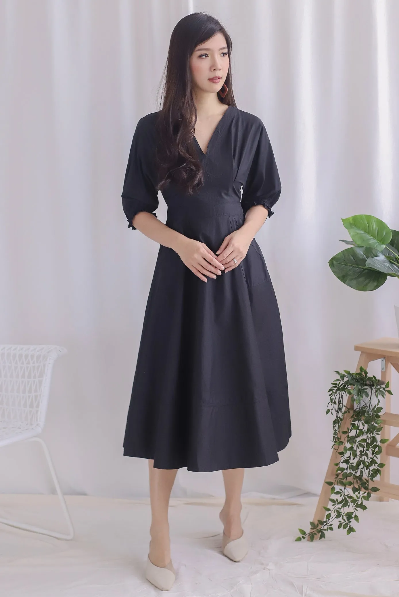 *Premium* Cameron Puffy Sleeve Dress In Black