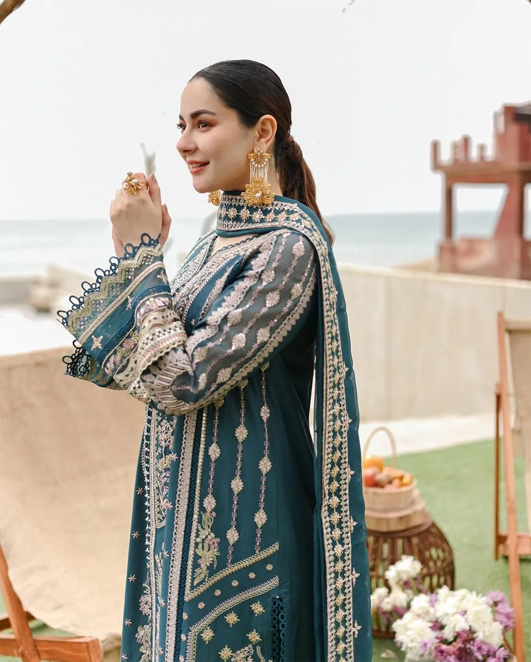 Premium Embroidered Kameez Trouser Pakistani Eid Dress
