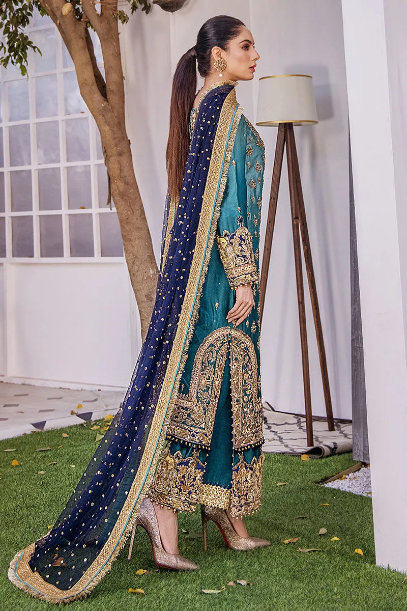Premium Embroidered Pakistani Wedding Dress in Blue