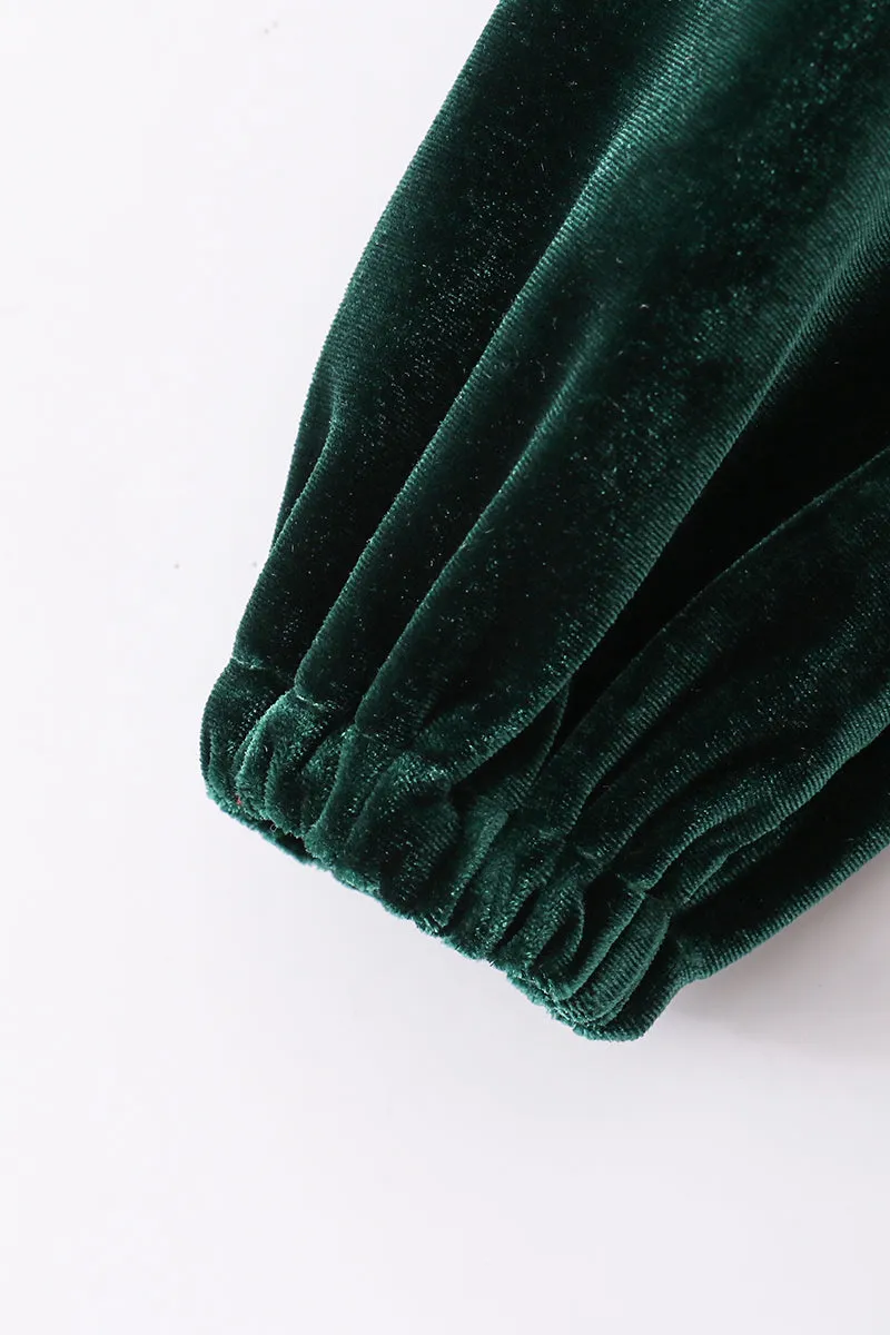 Premium Forest Velvet Lace Girl Dress