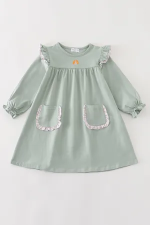 Premium Green Turkey Embroidery Pocket Dress