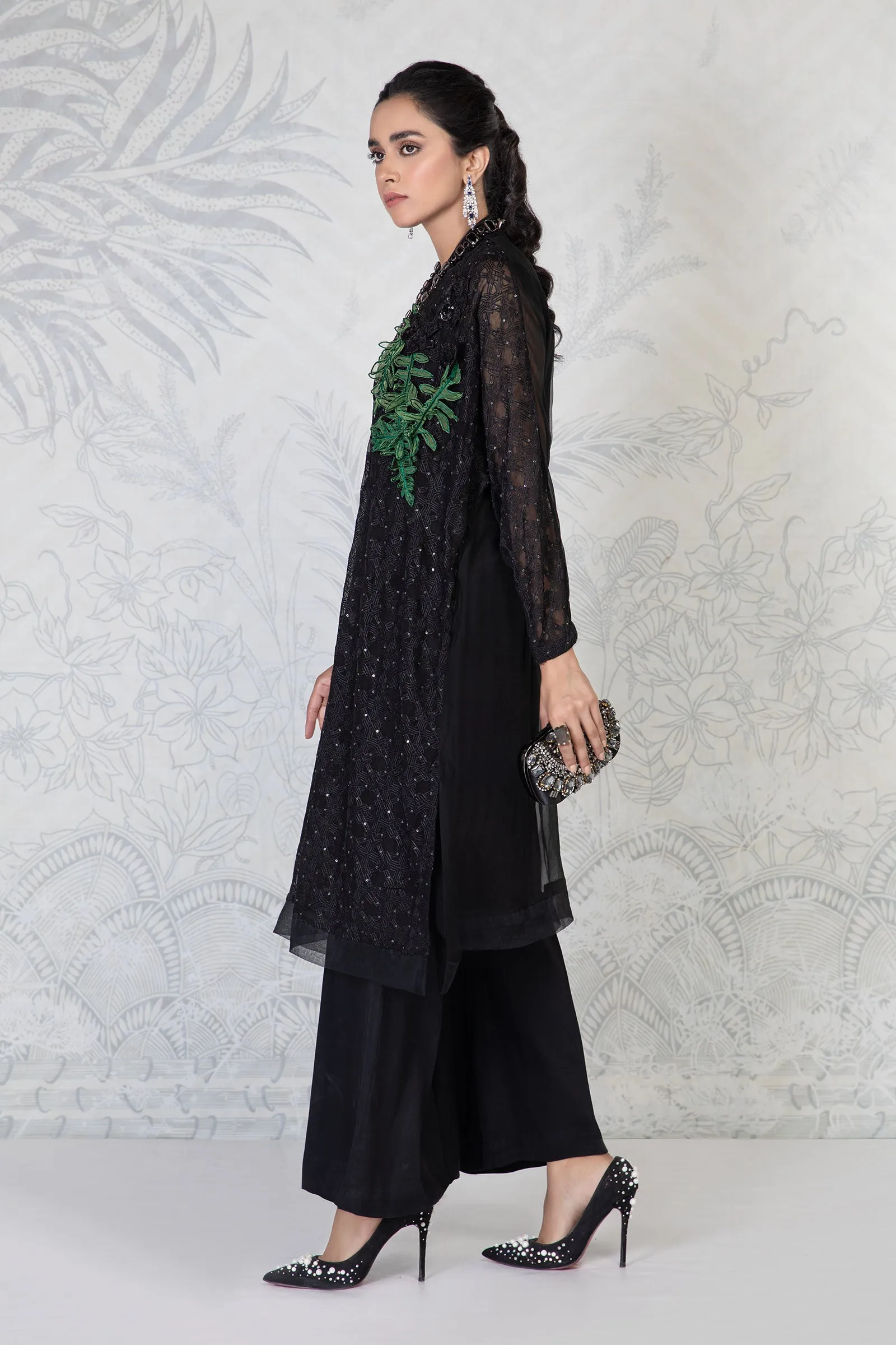 Premium Kameez Trouser Dupatta Pakistani Black Dress