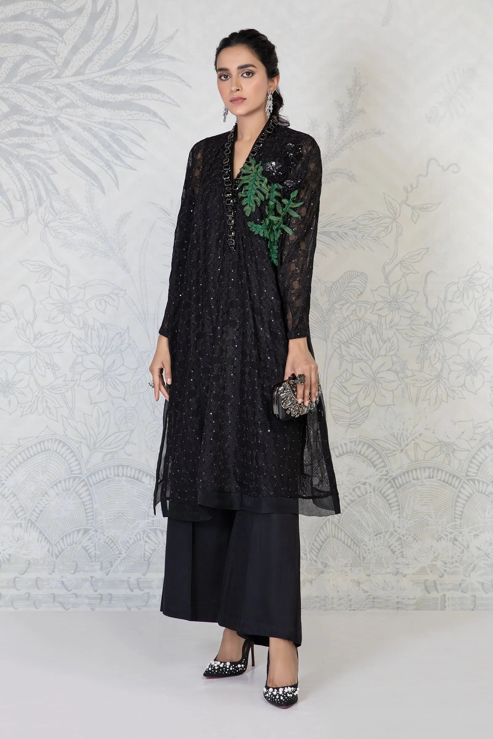 Premium Kameez Trouser Dupatta Pakistani Black Dress