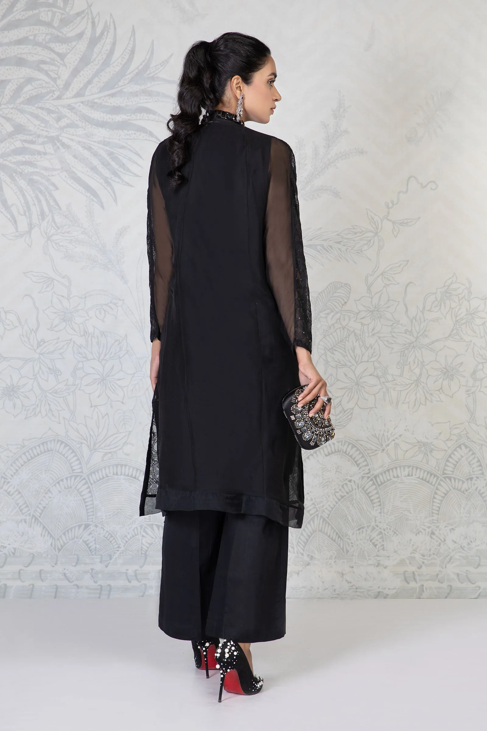 Premium Kameez Trouser Dupatta Pakistani Black Dress