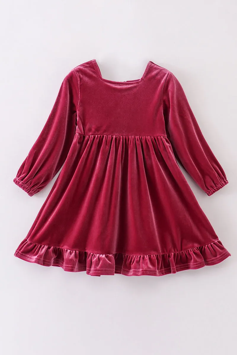 Premium Mauve Velvet Lace Girl Dress