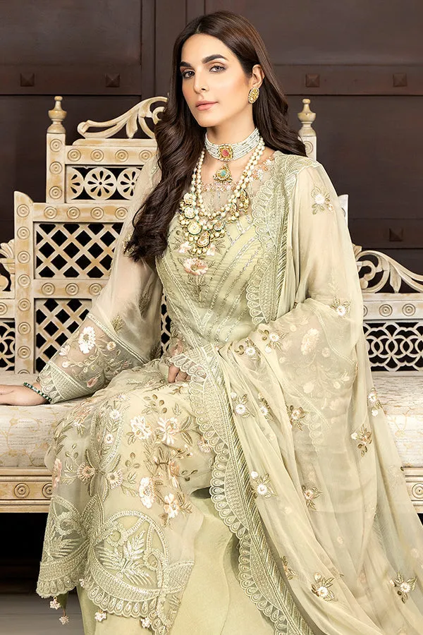 Premium Pakistani Party Dress in Embroidered Chiffon Kameez Trousers and Dupatta Style