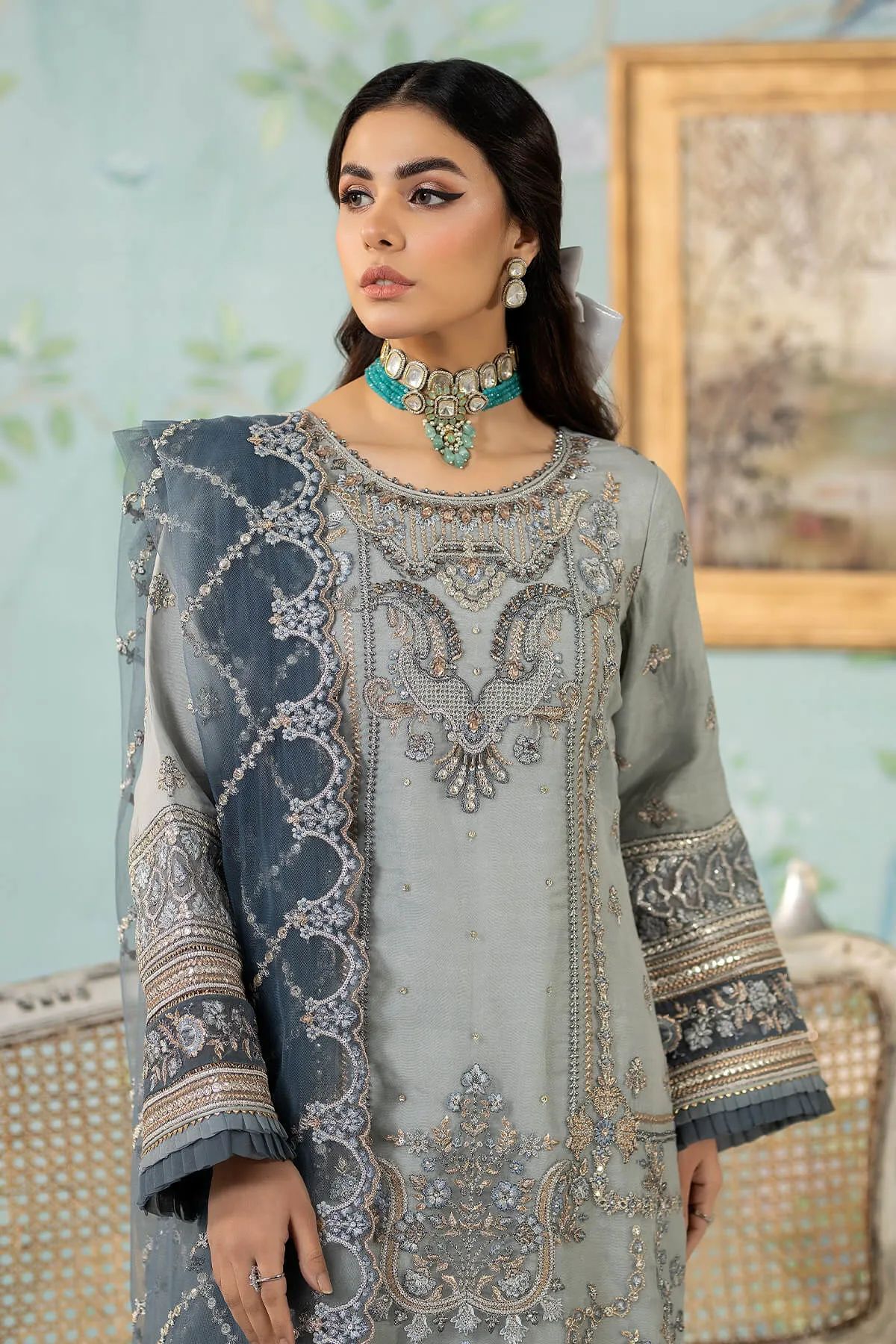 Premium Pakistani Party Dress in Organza Kameez Style