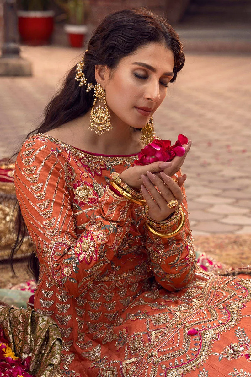 Premium Raw Silk Pakistani Bridal Dress in Lehenga Skirt with Choli and Dupatta Style