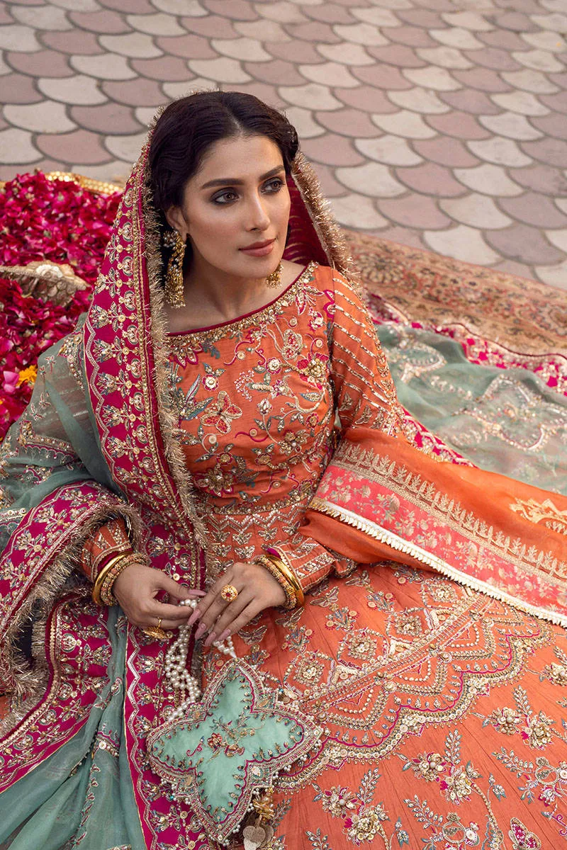 Premium Raw Silk Pakistani Bridal Dress in Lehenga Skirt with Choli and Dupatta Style