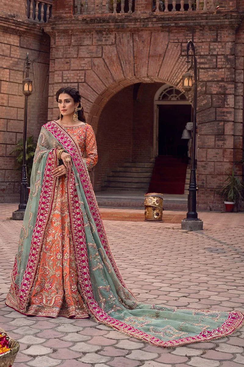 Premium Raw Silk Pakistani Bridal Dress in Lehenga Skirt with Choli and Dupatta Style
