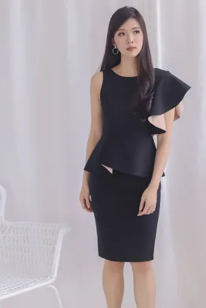 *Premium* TDC Emalyn Toga Ruffle Dress In Black